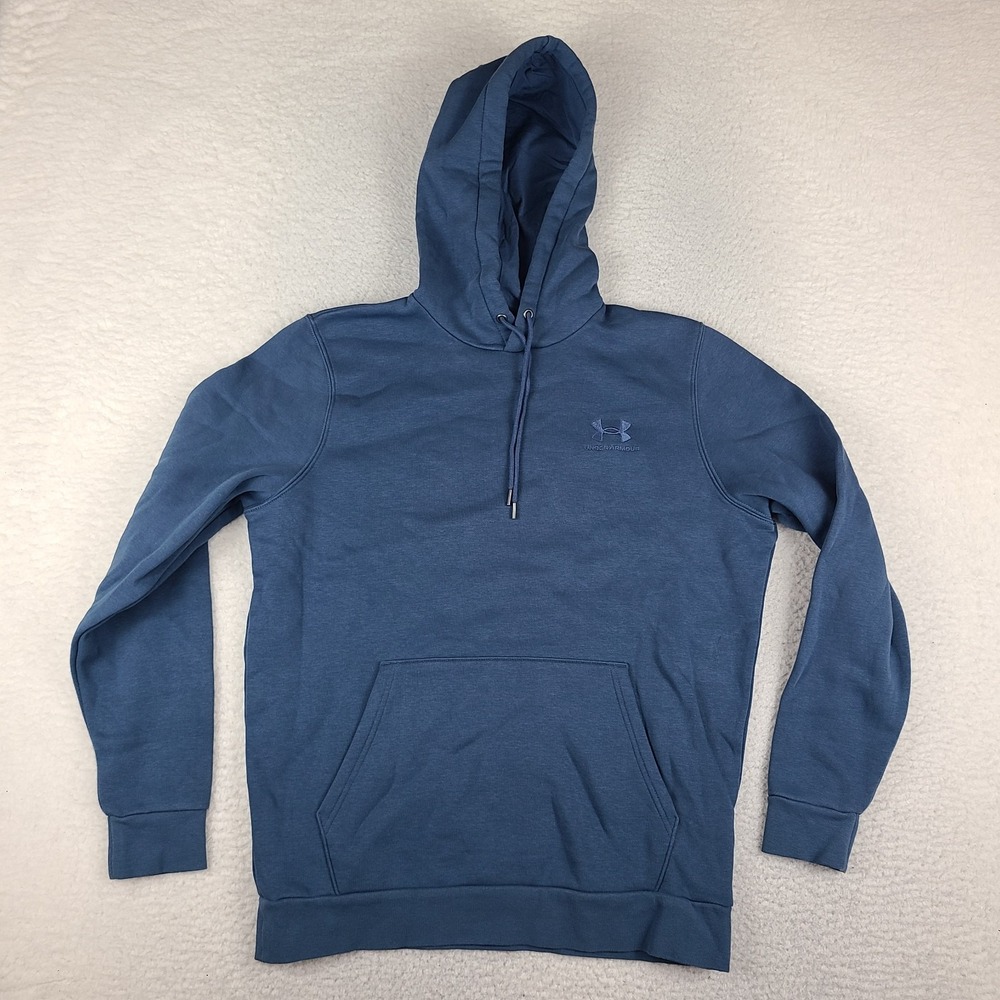 Under Armour Hoodie Mens Medium Blue Solid Icon Fleece Cotton 1373880